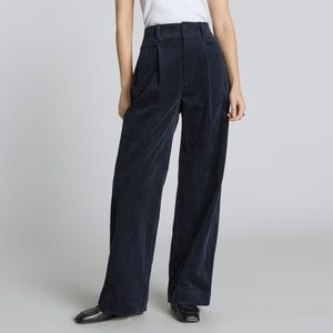 Everlane Way High Drape Pant Corduroy Navy NWT
